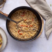 Lavkarbo gryterett med kjøttdeig. Foto: Aina Sjo.