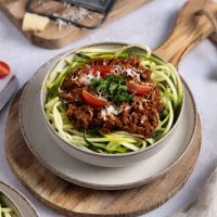 Lavkarbo squashspaghetti med kjøttsaus. Foto: Aina Sjo.