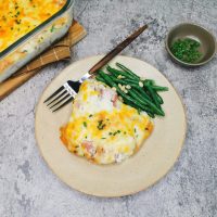 Lavkarbo gratinert pølseform