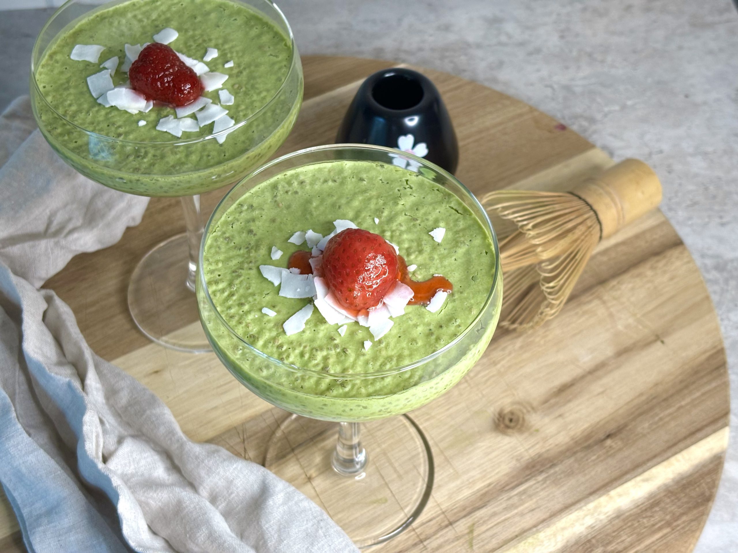 Lavkarbo matcha chiapudding. Foto, Marie Gundersen