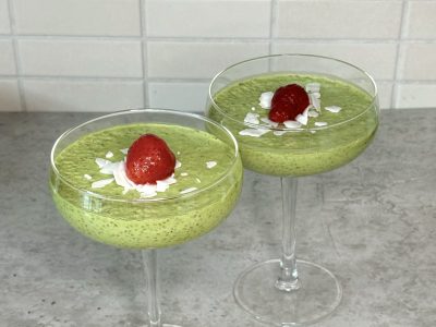 Lavkarbo matcha chiapudding. Foto, Marie Gundersen