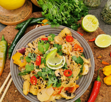 Lavkarbo scampiwok med miracle noodles